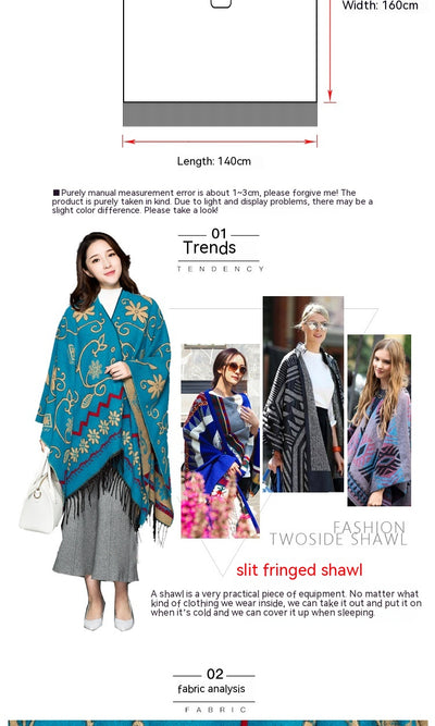 Poncho Étnico Nepali Extra Grande Acolchado para Otoño e Invierno - Image 20