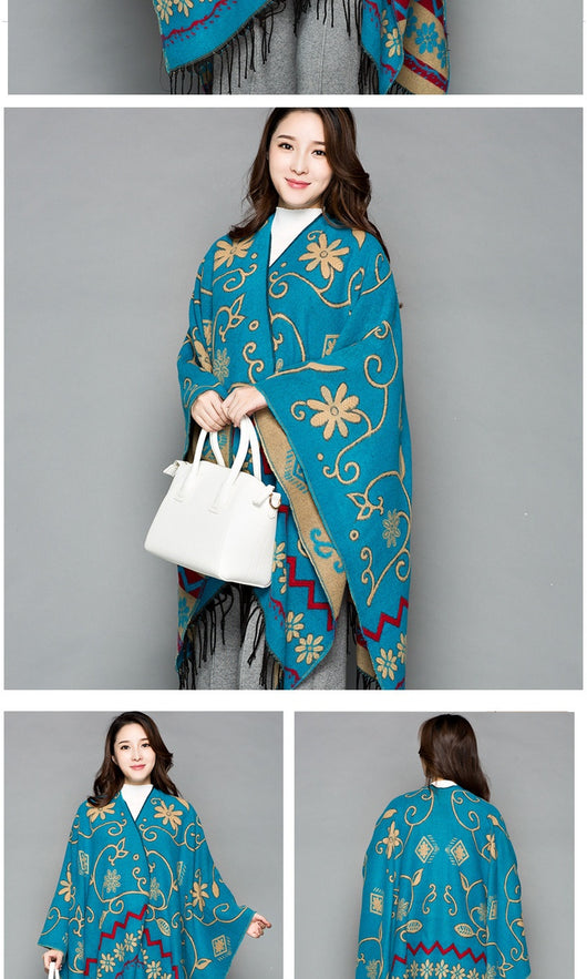 Poncho Étnico Nepali Extra Grande Acolchado para Otoño e Invierno - Image 21