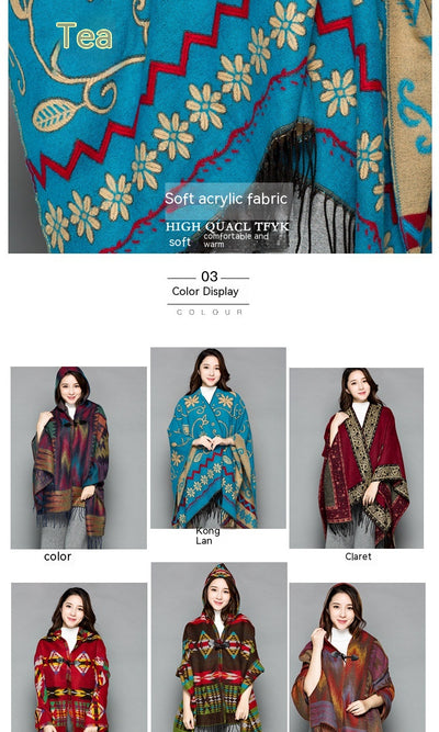 Poncho Étnico Nepali Extra Grande Acolchado para Otoño e Invierno - Image 23