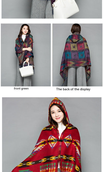 Poncho Étnico Nepali Extra Grande Acolchado para Otoño e Invierno - Image 24