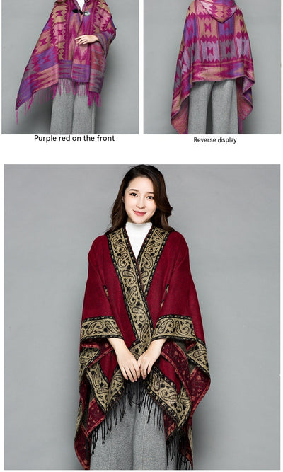 Poncho Étnico Nepali Extra Grande Acolchado para Otoño e Invierno - Image 27