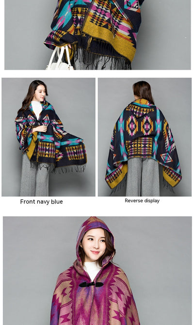 Poncho Étnico Nepali Extra Grande Acolchado para Otoño e Invierno - Image 29