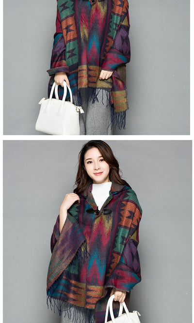 Poncho Étnico Nepali Extra Grande Acolchado para Otoño e Invierno - Image 31