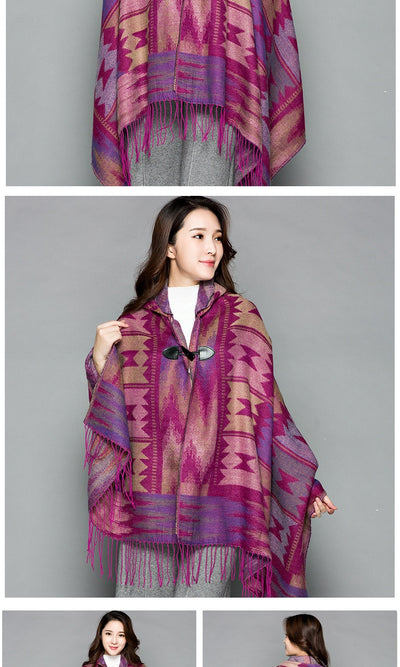 Poncho Étnico Nepali Extra Grande Acolchado para Otoño e Invierno - Image 32