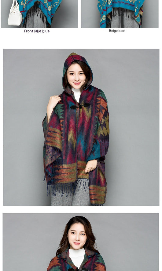 Poncho Étnico Nepali Extra Grande Acolchado para Otoño e Invierno - Image 33