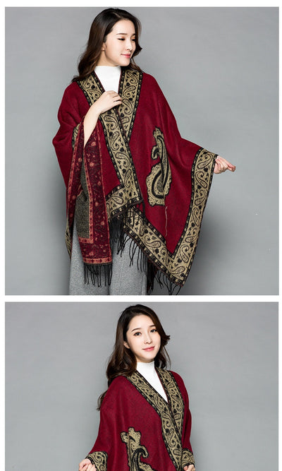 Poncho Étnico Nepali Extra Grande Acolchado para Otoño e Invierno - Image 37