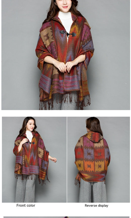 Poncho Étnico Nepali Extra Grande Acolchado para Otoño e Invierno - Image 42