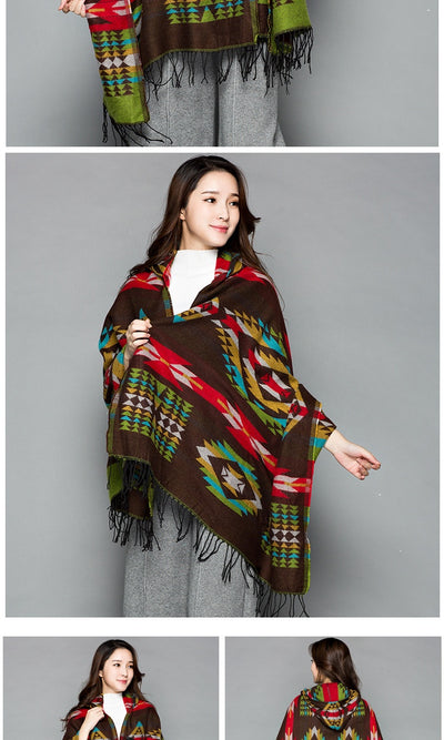 Poncho Étnico Nepali Extra Grande Acolchado para Otoño e Invierno - Image 45