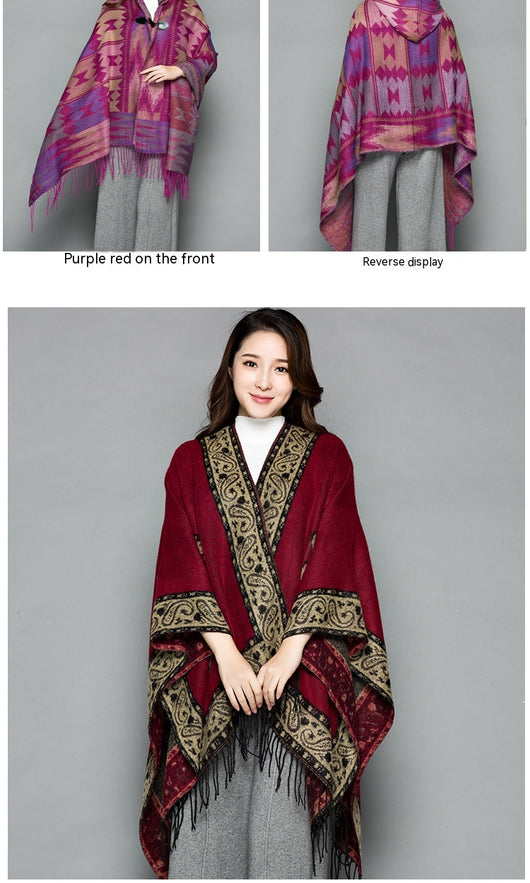 Poncho Étnico Nepali Extra Grande Acolchado para Otoño e Invierno - Image 47