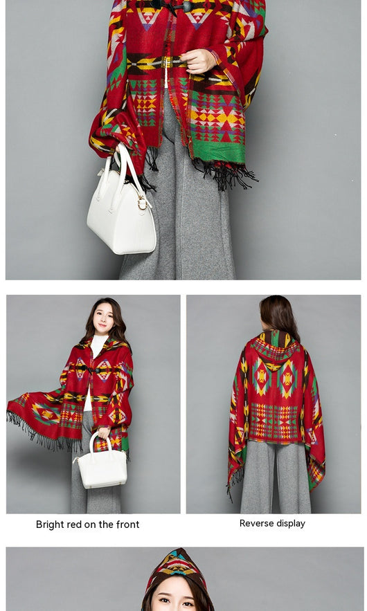 Poncho Étnico Nepali Extra Grande Acolchado para Otoño e Invierno - Image 48