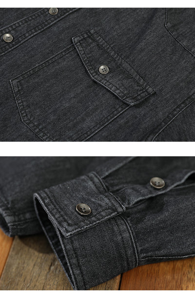 Camisa Denim Holgada Estilo Japonés Talla Grande Manga Larga - Image 28