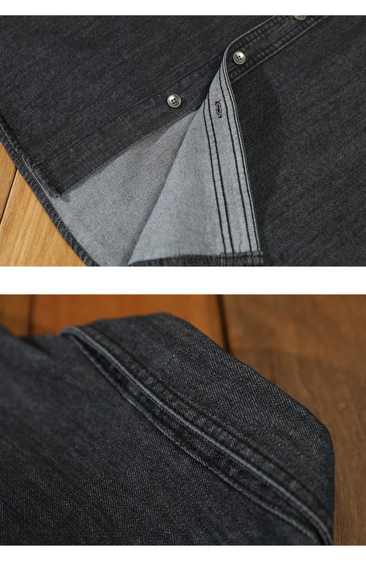 Camisa Denim Holgada Estilo Japonés Talla Grande Manga Larga - Image 30