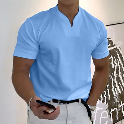 Playera Deportiva Manga Corta Hombre Talla Grande Algodón Elástico con Bolsillo - Image 24