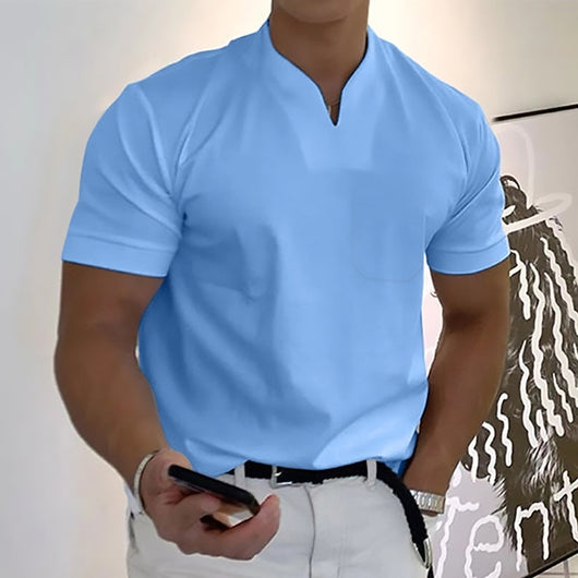 Playera Deportiva Manga Corta Hombre Talla Grande Algodón Elástico con Bolsillo - Image 24
