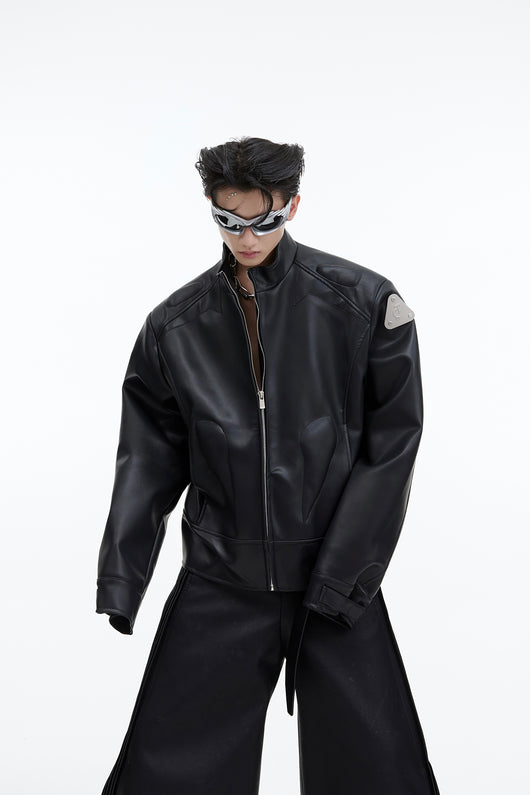 Chaqueta de Cuero con Diseño Gráfico Metálico - Image 17