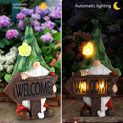 Lámpara Solar Decorativa de Jardín con Estatua de Resina - Image 16