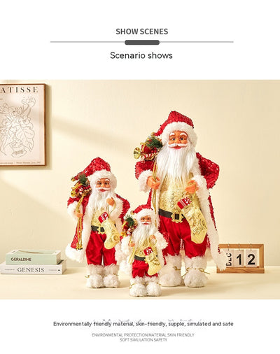 Muñeco Papá Noel con Lentes Lentejuelas Rojo Decorativo - Image 22