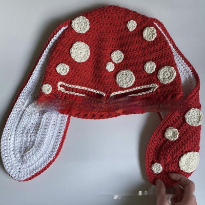 Gorro de Punto Artesanal con Orejas de Conejo, Diseño Divertido con Máscara de Un Ojo y Cuernos - Image 45