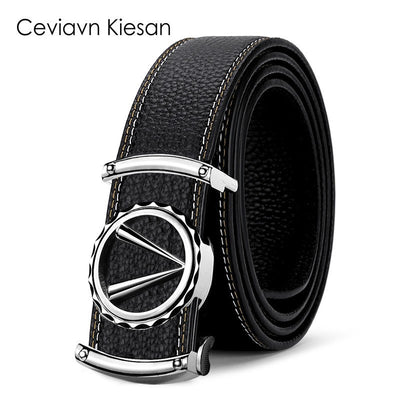 Cinturón de Cuero Ejecutivo con Hebilla Automática sin Agujeros - Image 87