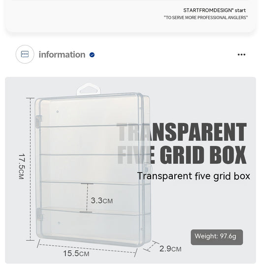 Caja Organizadora de Pesca con 5 Compartimentos Transparentes - Image 50