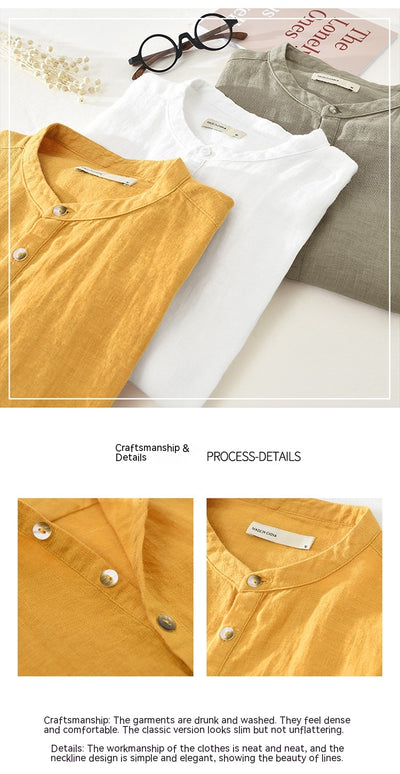 Camisa de Lino y Algodón Manga Corta - Perfecta para el Verano - Image 23