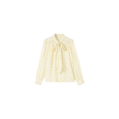 Blusa de Lunares con Moño Streamer de Manga Larga Versátil - Image 10