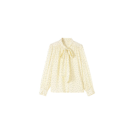 Blusa de Lunares con Moño Streamer de Manga Larga Versátil - Image 10