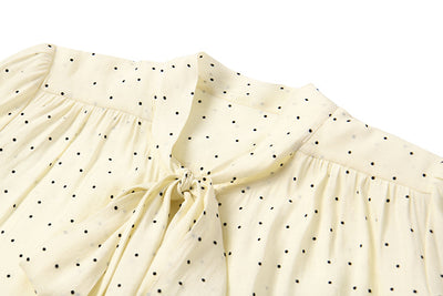 Blusa de Lunares con Moño Streamer de Manga Larga Versátil - Image 12