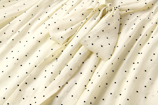 Blusa de Lunares con Moño Streamer de Manga Larga Versátil - Image 15