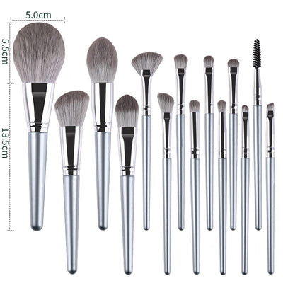 Set de 14 Brochas de Maquillaje con Mango de Madera Premium - Image 12