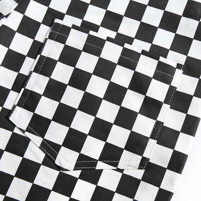 Pantalón Largo Holgado con Tirantes en Cuadros Blanco y Negro - Image 12