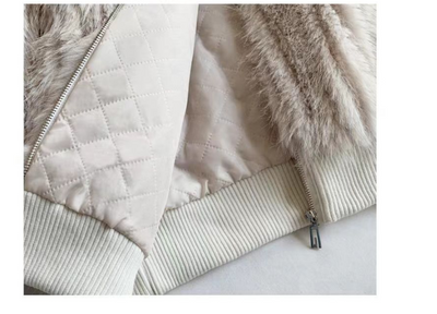 Abrigo Hoodie de Piel de Visón Mosaico para Mujer - Image 7