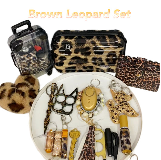 Llavero de Defensa Personal Estampado Leopardo Marrón - Image 3
