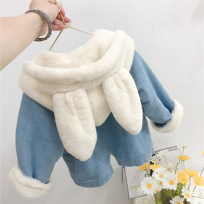 Chaqueta Denim Acolchada con Orejas de Conejo - Diseño Coreano - Image 10