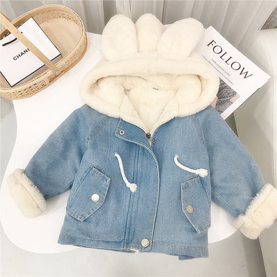 Chaqueta Denim Acolchada con Orejas de Conejo - Diseño Coreano - Image 12