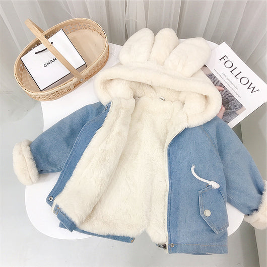 Chaqueta Denim Acolchada con Orejas de Conejo - Diseño Coreano - Image 13