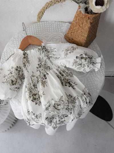 Mameluco Retro para Bebé con Flores Grandes y Fruncido, Manga Larga - Image 26