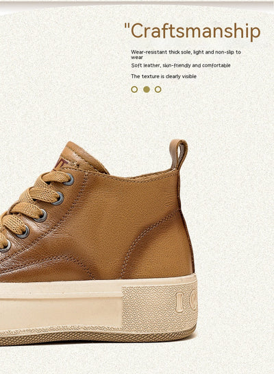 Tenis Altos Casuales de Cuero Premium Estilo Vintage para Mujer - Image 18