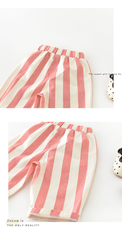 Pantalones Casuales Infantiles de Cintura Alta con Rayas de Primavera - Image 21