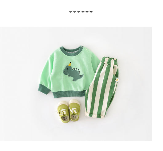 Pantalones Casuales Infantiles de Cintura Alta con Rayas de Primavera - Image 22