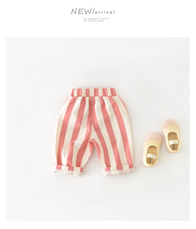 Pantalones Casuales Infantiles de Cintura Alta con Rayas de Primavera - Image 23