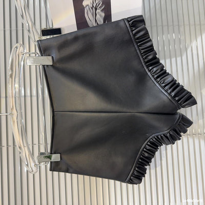 Short de Cuero PU con Encaje Plisado y Cordón Ajustable - Estilo Dark Hot Girl - Image 19