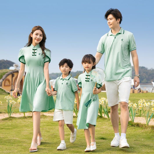 Conjunto Hanfu Familiar Tradicional Chino - Vestido Manga Corta Padre e Hijo - Image 9