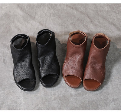 Sandalias Retro de Cuero Genuino para Mujer con Tacón Medio y Suela Suave - Image 14