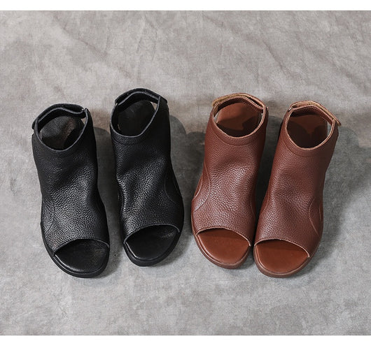 Sandalias Retro de Cuero Genuino para Mujer con Tacón Medio y Suela Suave - Image 24