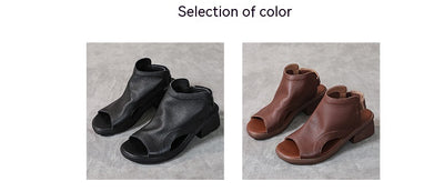 Sandalias Retro de Cuero Genuino para Mujer con Tacón Medio y Suela Suave - Image 27