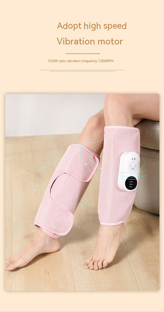 Pink automatic air bag heating calf massagers on a person's legs, with white control units visible. - Image 7