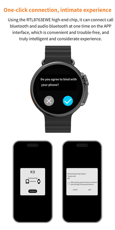 Reloj Inteligente K9 Pantalla Redonda 1.39" con Carga Inalámbrica y NFC - Image 17
