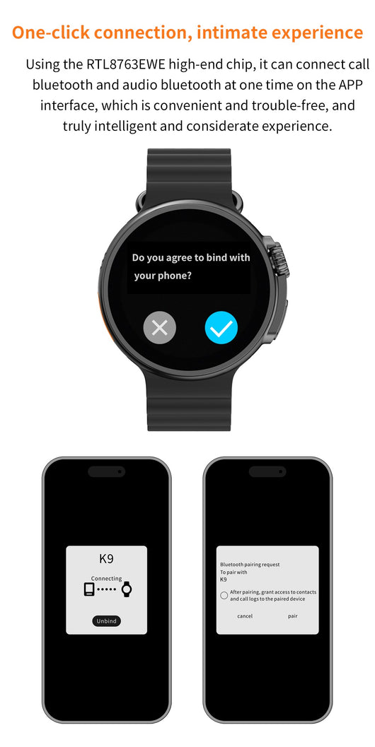 Reloj Inteligente K9 Pantalla Redonda 1.39" con Carga Inalámbrica y NFC - Image 17