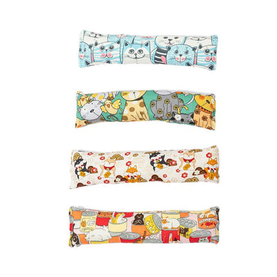 Dark blue catnip pillow toy with white cat, fish, and paw print patterns, measuring 25cm long. - Image 20